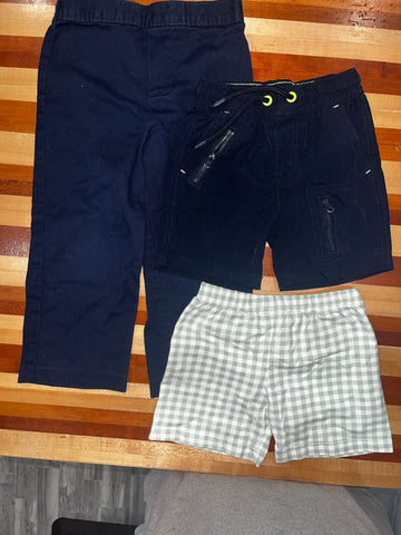 1-blue pant, 1-blue short 1-green/white short 3T/3