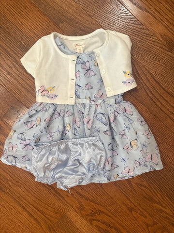 Nannette Cardigan has untreated stain dress and bloomers are good 18 Months