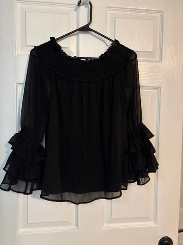 CeCe Black long sleeve blouse Women's - M