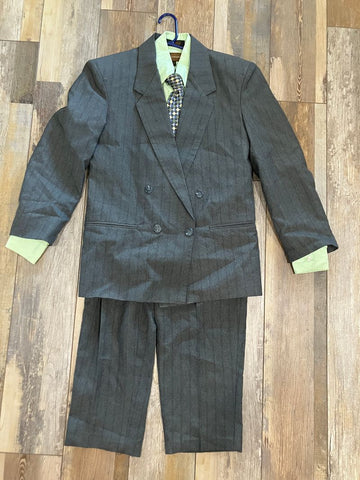 4 pc suit - gray jacket, pants, green shirt & tie-14 REG 14