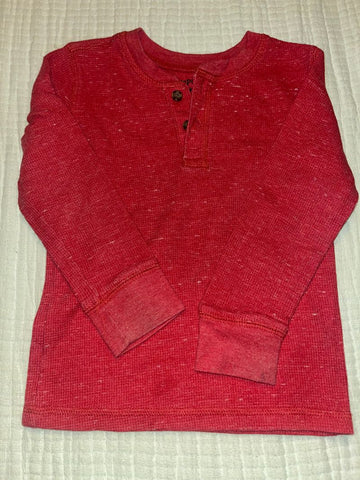 Jumping Beans Red Henley Waffle Knit Play Condition 3T/3