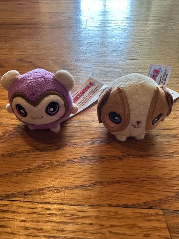 Squeezamals Collectible dog & purple mini plush golf ball size Plush Toys