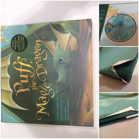 Puff the Magic Dragon Hardcover w CD, 2 tears on back dust jacket Early Reader