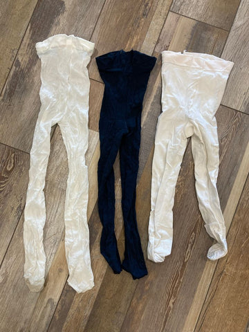 1 navy blue, 2 cream color 3 pair, Fits ages 1 to 3 years old Tights