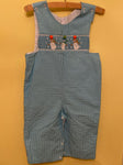 Kellys Kids Blue check long all with smocked snowmen 18 Months