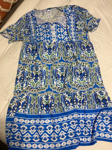 SHEIN Blue, white, green dress Women's - L