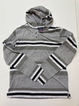 Pure Vintage Gray black white striped shirt with hood -mild piling 6T/6X
