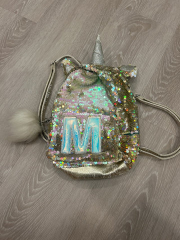 Justice M sequin backpack Some wear on bottom Bag