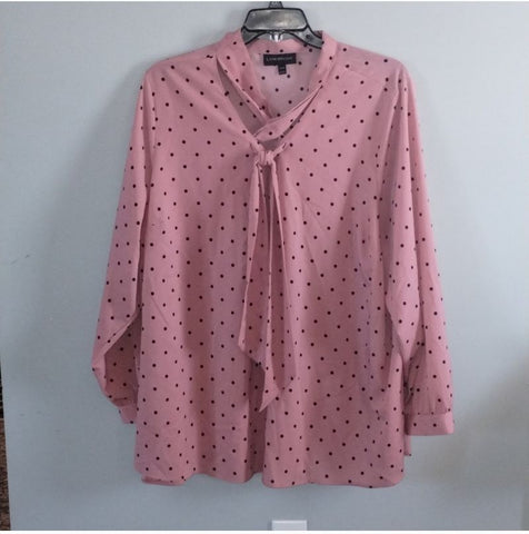 Lane Bryant Size 26 Lane Bryant blouse pink & black polka dot EUC Women's XXXL 20