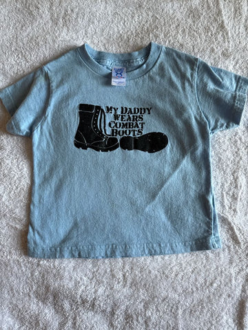 Rabbit Skins Blue my dads wears combat boots t-shirt 4T/4