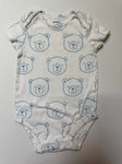 Carters White onesie w baby blue bear faces 6-12 Months