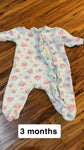 Blue ruffle Blue button up with pink flowers 0-3 Months