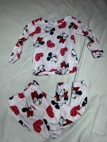 Disney Hearts and Mickey-Minnie pj set EUC 2T