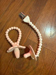 Itzy ritzy Silicone paci and holder, silicone tether Rattle-Teether