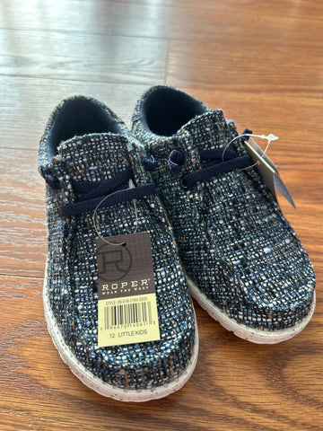 Roper Hang loose blue multi fabric no tie shoes Brand new with tags 12 (Lil' Kid)
