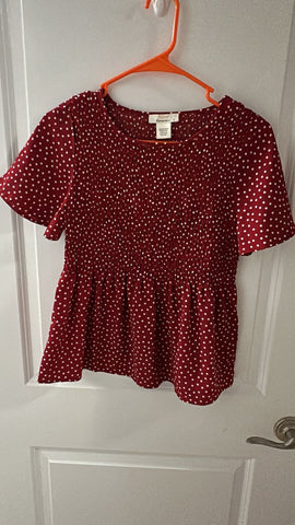 Urban Romantics Dark red dot top Junior Small 1-3