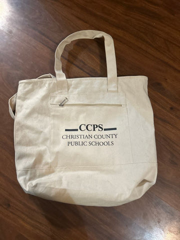 CCPS Canvas Bag Small canvas tote, front pocket and zips closed Bag
