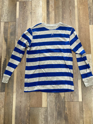 Blue and gray stripe long sleeve shirt 14