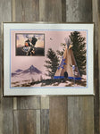 Framed Native American picture 20 inches long by 16 inches height Decor