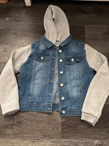 Wallflower Blue Jean jacket with grey arms and hood 14