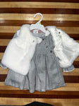 Cupcakes&Cashmere silver dress w/faux fur 3-6 Months