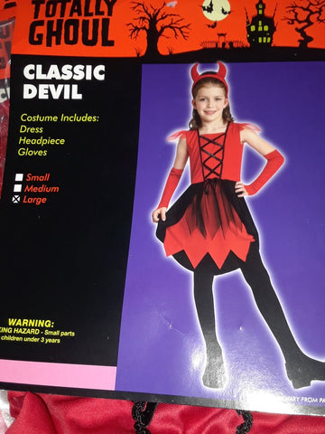 NEW Halloween Costume Black Red Devil Dress sz Large 12