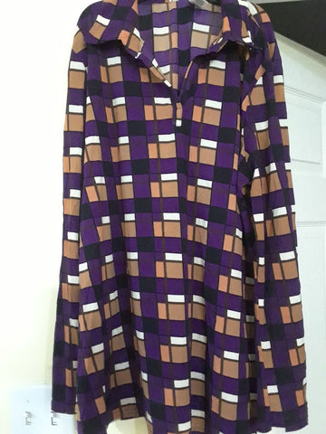 Duo Maternity Purple/brown long slv top Women's Large 12-14