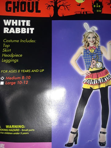 NEW White Rabbit 8-10 Alice in Wonderland Halloween Costume 8