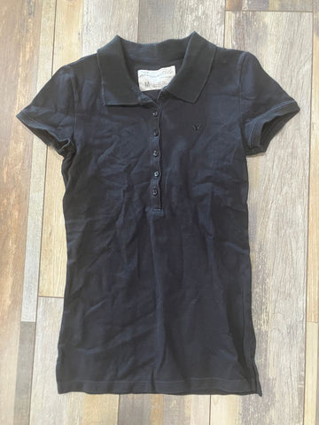 Girls Aeropostle shirt black with collar - size 10/12 10