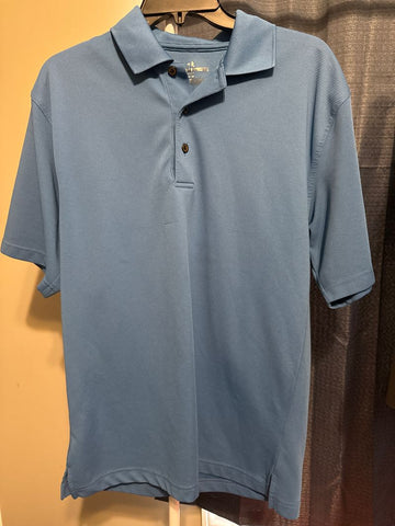 Golf Polo Blue ribbed polo Men's - M