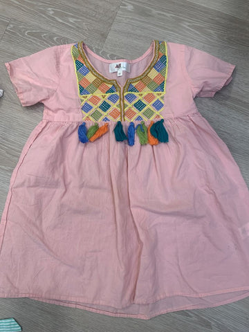 AB girls Pink tassle shirt, light stains 6T/6X