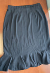 R & K Black knee length skirt ruffle at bottom side zipper Women's 8