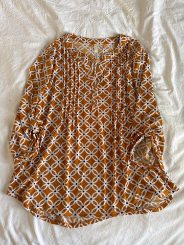 NY Collection Polyester 3/4 sleeve mustard and black Women's XL 16