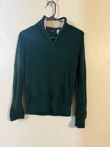 Children place Green quarter zip sweater worn couple times 7
