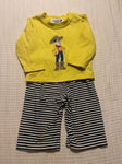 Smocked Woody with Black Stripe Bottoms GUC 3-6 Months