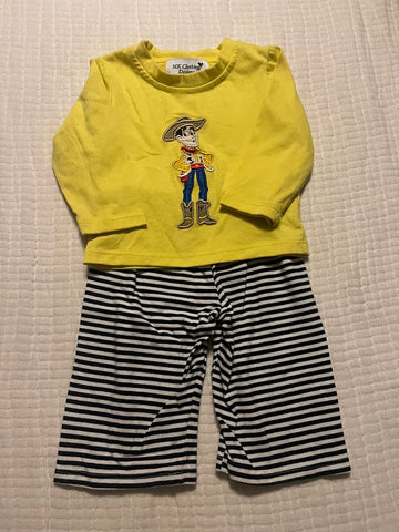 Smocked Woody with Black Stripe Bottoms GUC 3-6 Months