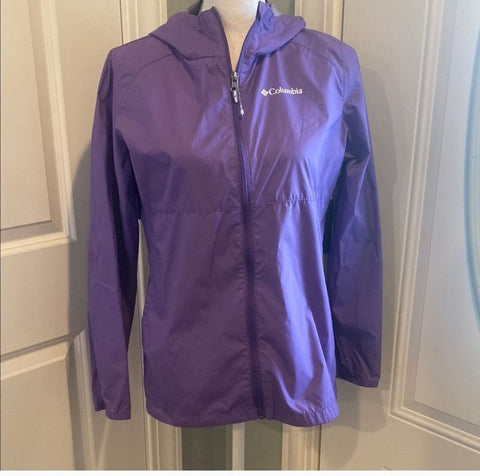 Columbia Purple rain coat youth XL fits 16/18 good used condition D 16