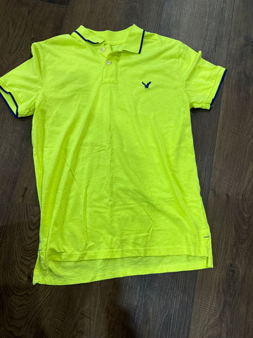 American Eagle outfitters AE polo top slim fit bright yellow green Men's - M