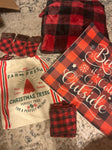 Buffalo print Christmas lot Large fleece blanket, pillow cover, stockings, ribbon Holiday