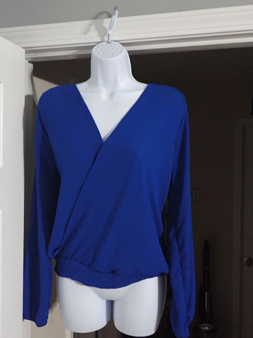 Charlotte Rousse Blue long sleeve wrap top Women's - M
