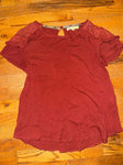 Jolt Mauve stretchy blouse lace accent shoulders Women's - S