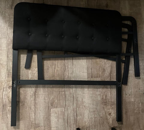 Twin XL bed frame Black metal with cushioned back rest Bedding