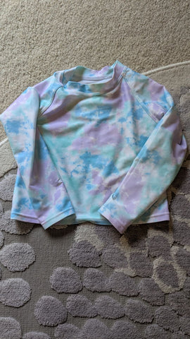 Wonder nation purple blue turquoise tye dye LS 12 mos swim top 12 Months
