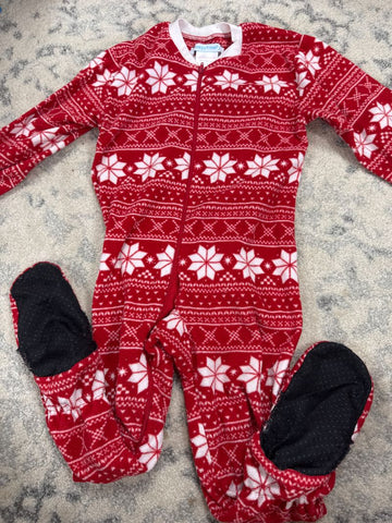 Sleepy time Unisex red and white footed pjs 3T/3