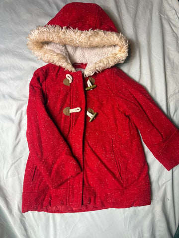 Carters Red and cream coat EUC 5T/5