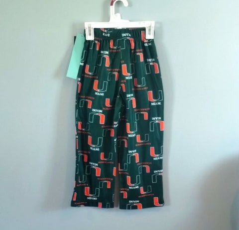 NCAA University of Miami pajama pants brand new dark green 4T/4