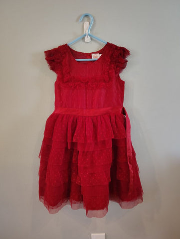 Wonder Nation Red ruffle dress Swiss dots excellent used condition size 6 6T/6X