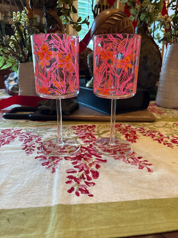 Lilly Pulitzer Pink acrylic wine glasses Kitchen