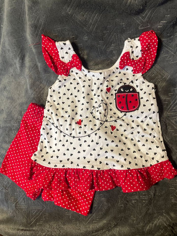 DDG Darlings Red Polka Dot and Heart Ladybug Set 18 Months
