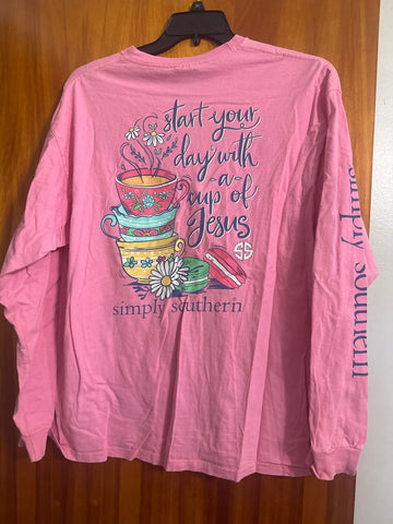 Simply Southern Pink long sleeve tshirt Women's XL 16